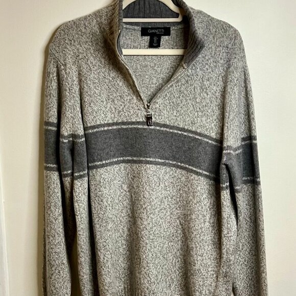 Gianetti Mens Gray Knit 1/4 Zip Wool Knit Sweater Size L - Picture 2 of 7